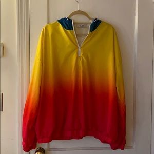 Rainbow half zip wind breaker plus size
